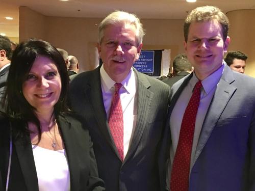 Daniel Maffei (right) with Peggy Mecca (left) and Tom Heigartner (center) at the New York New Jersey Foreign Freight Forwarders and Brokers Association Annual Dinner.