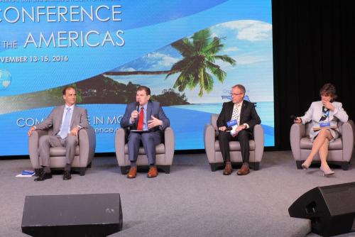 Daniel Maffei (second from left) served as a panelist on the “The FMC and TSA–Two Regulatory Agencies–One Approach to Compliance” panel at the First Annual Customs Brokers & Freight Forwarders Conference of the Americas, November 14, 2016.