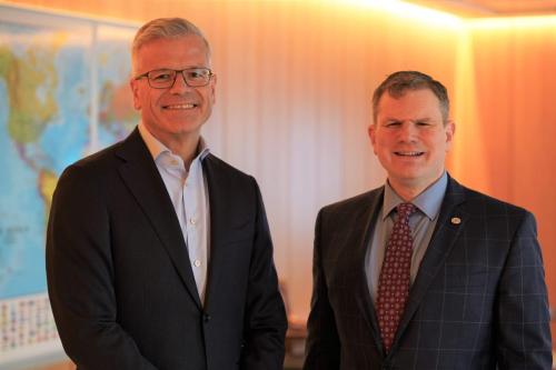 FMC Chairman Daniel Maffei (Right) and Maersk CEO Vincent Clerc (Left), Copenhagen, Denmark, February 2023.